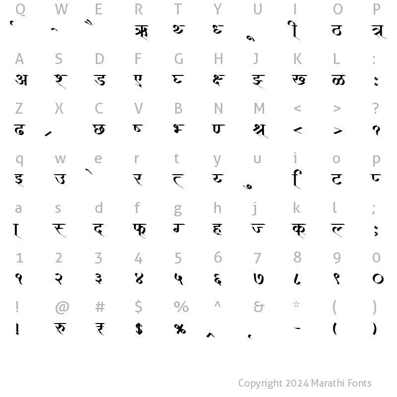 Character Map of AMS Calligraphy 2 Regular