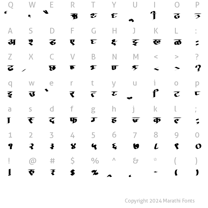 Character Map of AMS Calligraphy 6 Regular