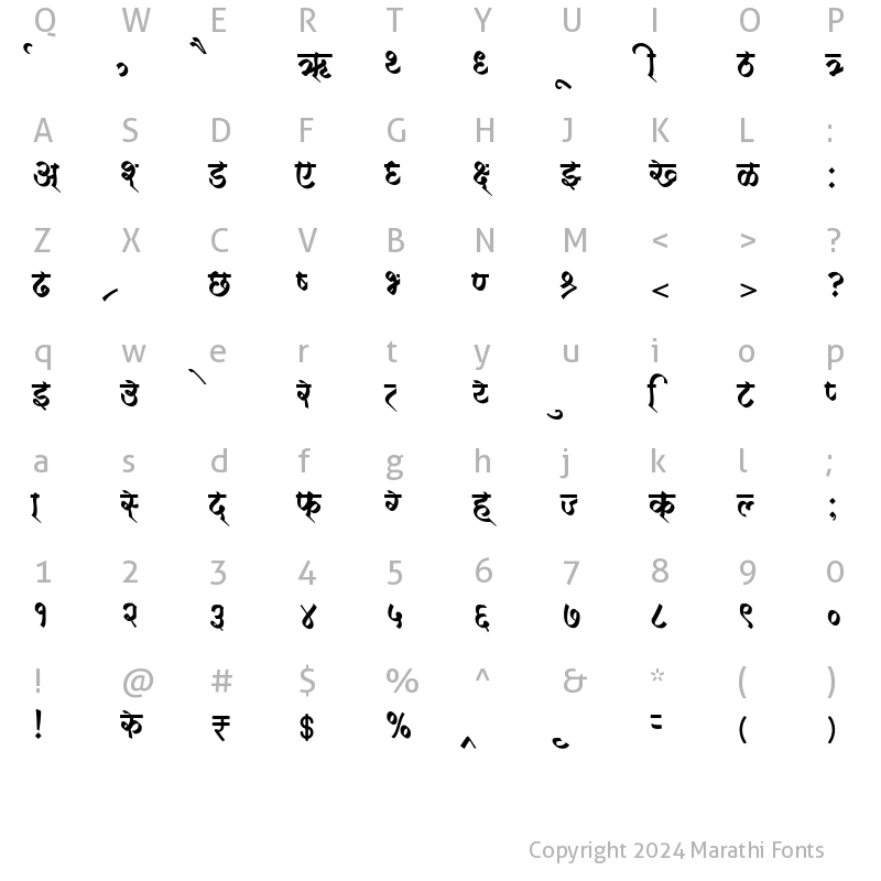 Character Map of AMS Calligraphy 9 Regular